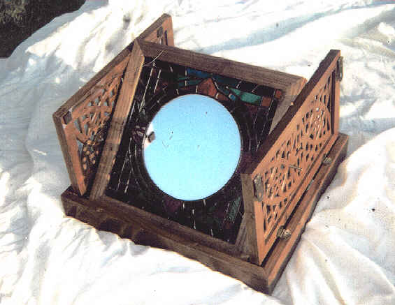 Open Mirror Box with Stained Glass